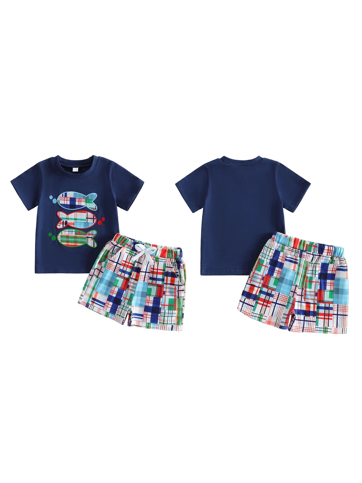 Boys Summer Outfits Cute Dinosaur Print Short Sleeve T-Shirts Elastic Waist Shorts 2Pcs Clothes Set for Toddlers