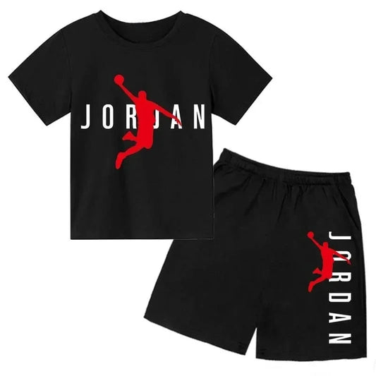Summer Brand Letter Print Short Sleeve Kid T-shirt+shorts 2pcs Set for Boys and Girls Fashionable Casual Children's Set Outfits
