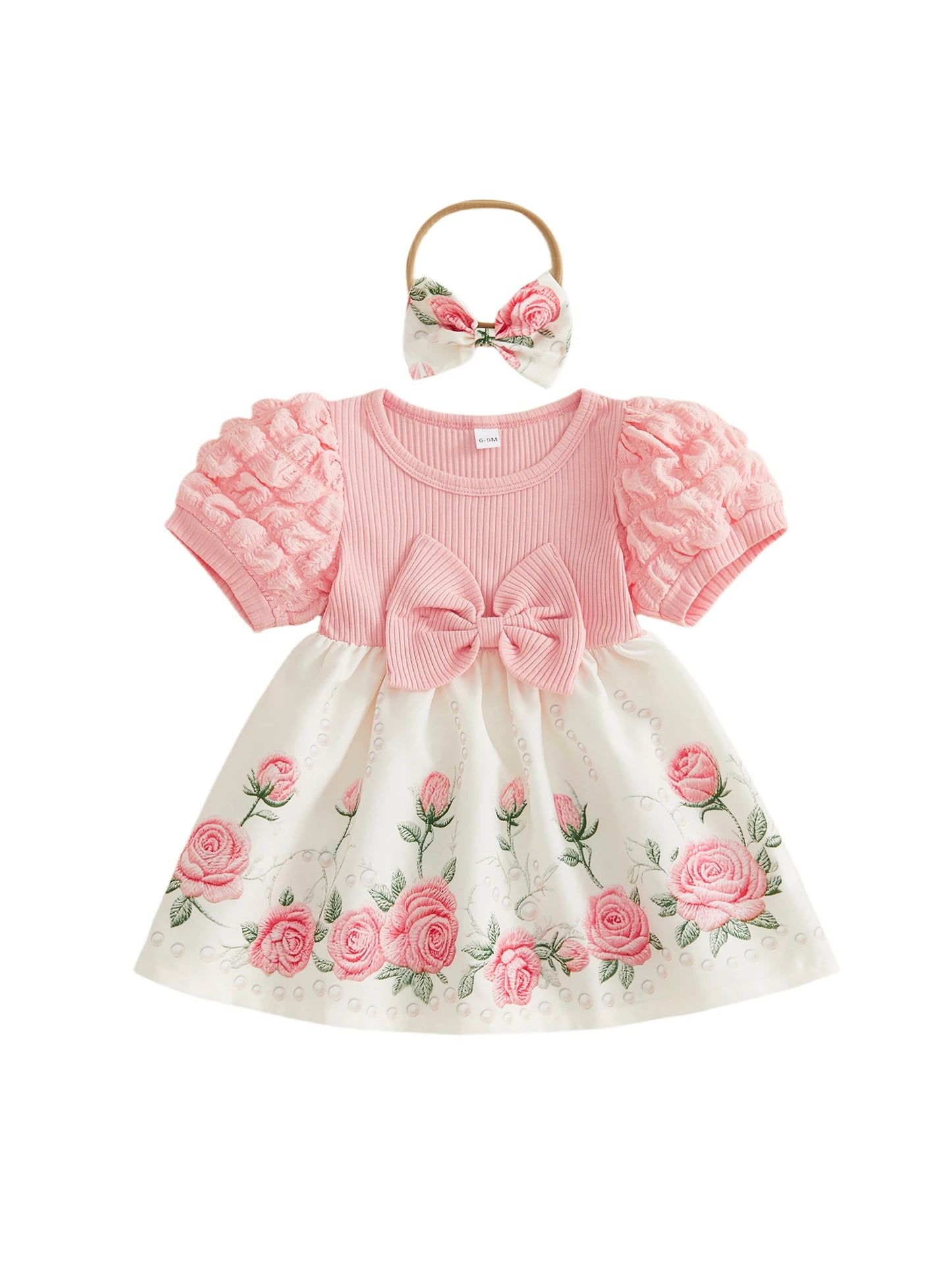 Adorable Infant Girls Ruffle Sleeve Romper Set with Matching Headband - Stylish Floral Print Outfit for Summer Fun