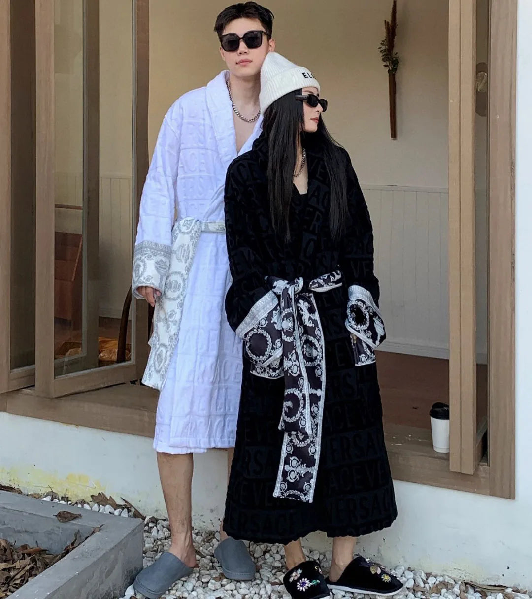 Bathrobe Men Women Sleepwear Long Robe Cotton Luxury Hotel Style Pajamas Homewear Comfortable Plush Loungewear