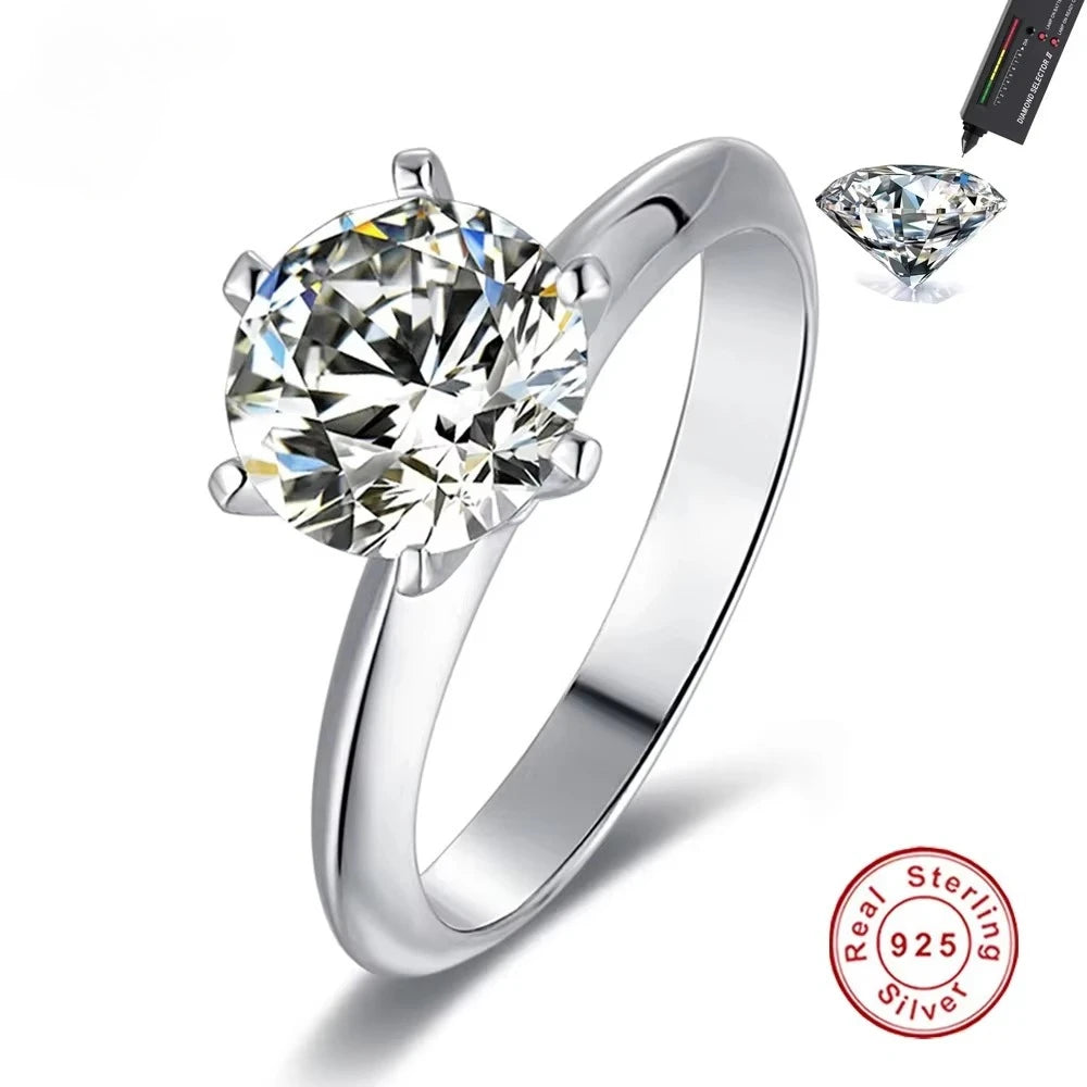Hot New Luxury 925 Sterling Silver 1-3 Ct Real Moissanite Rings Wholesale