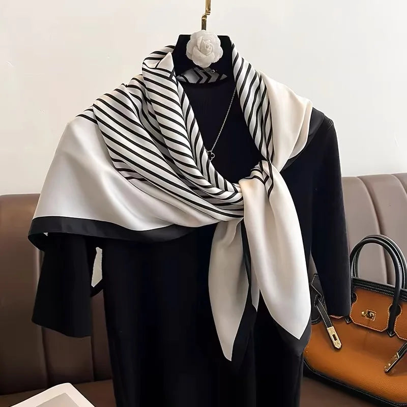 New 90*90cm Silk Scarf Scarftop Headwraps For Woman Fashion Four Seasons Hair Accessories Hijab Foulard Bandana shawl Headscarf