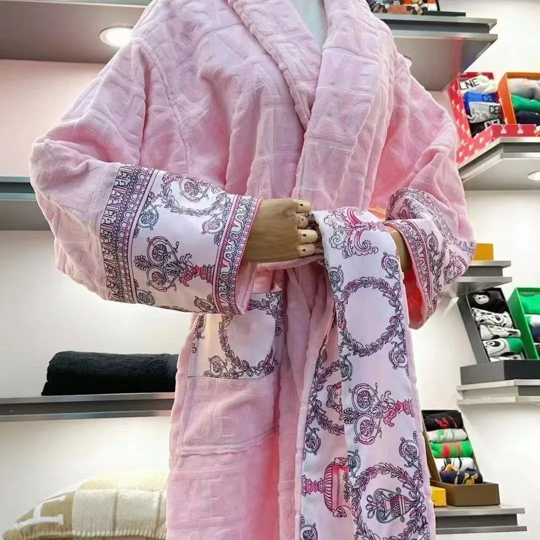 Bathrobe Men Women Sleepwear Long Robe Cotton Luxury Hotel Style Pajamas Homewear Comfortable Plush Loungewear