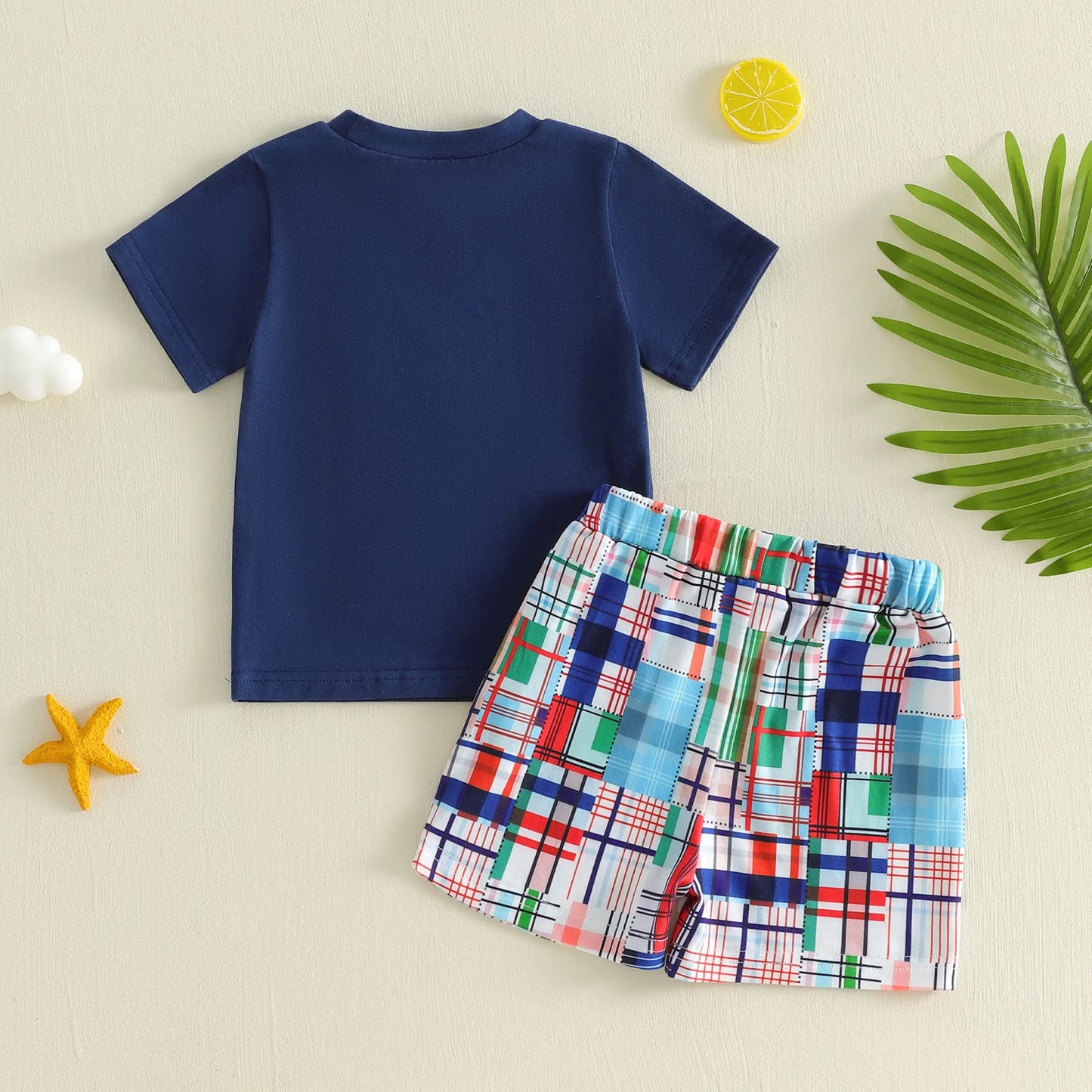 Boys Summer Outfits Cute Dinosaur Print Short Sleeve T-Shirts Elastic Waist Shorts 2Pcs Clothes Set for Toddlers