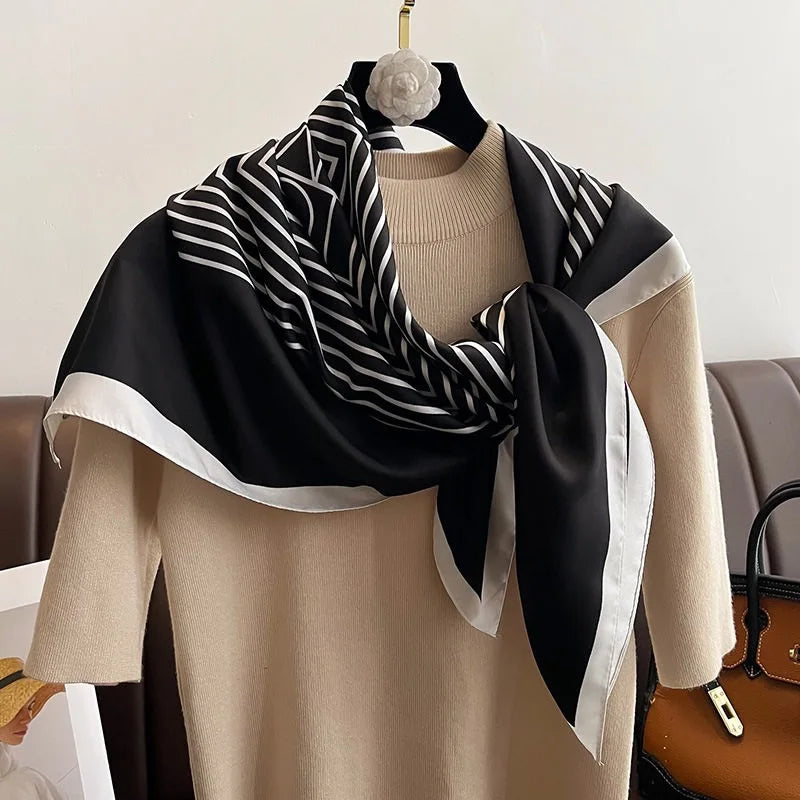 New 90*90cm Silk Scarf Scarftop Headwraps For Woman Fashion Four Seasons Hair Accessories Hijab Foulard Bandana shawl Headscarf