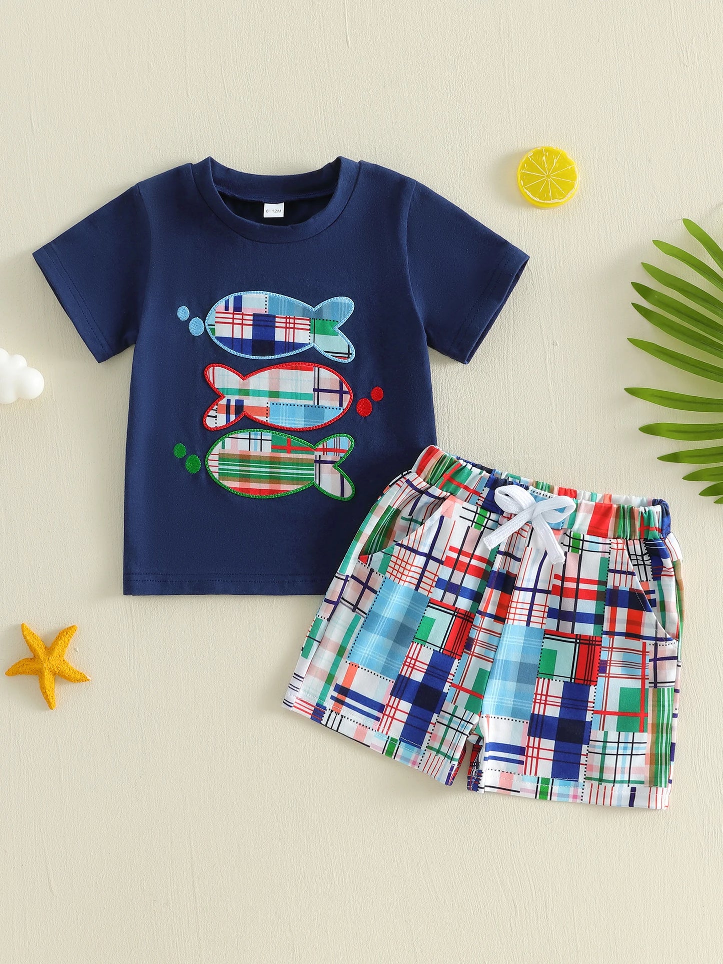 Boys Summer Outfits Cute Dinosaur Print Short Sleeve T-Shirts Elastic Waist Shorts 2Pcs Clothes Set for Toddlers