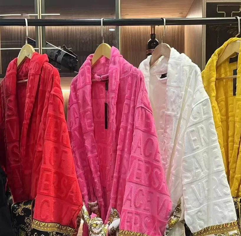 Bathrobe Men Women Sleepwear Long Robe Cotton Luxury Hotel Style Pajamas Homewear Comfortable Plush Loungewear